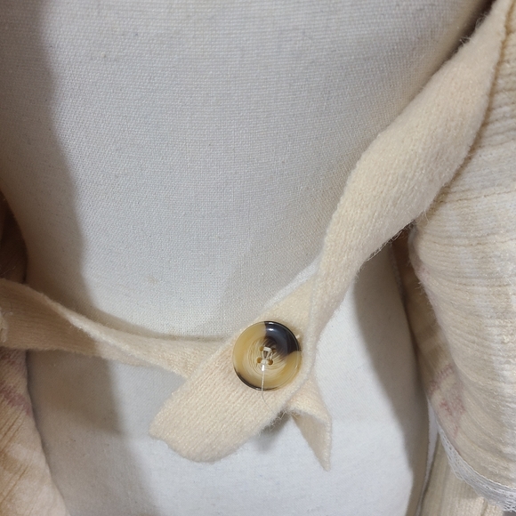 POL Chunky Knit Sweater Lace Stripe Rib Sharkbite High Low V Neck Boxy Oversized - Picture 9 of 12